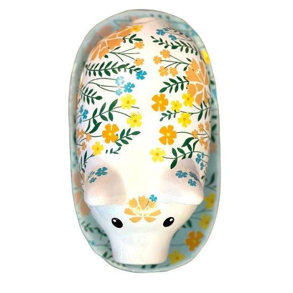 Old East Main Co Pioneer Inspired Floral Pig Butter Dish Farmhouse Cottagecore - Picture 9 of 13